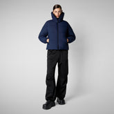 Woman's animal free puffer jacket Hina in navy blue - Womens' Fashion Collection | Save The Duck