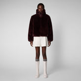 Women's Jeon Reversible Faux Fur Jacket in Burgundy Black - FURY Collection | Save The Duck