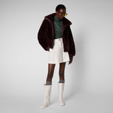 Women's Jeon Reversible Faux Fur Jacket in Burgundy Black - FURY Collection | Save The Duck