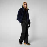 Women's Jeon Reversible Faux Fur Jacket in Blue Black | Save The Duck