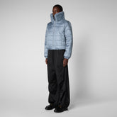 Veste réversible en fausse fourrure Jeon pour femmes en bleu brouillard - Collection FUREUR | Sauvez le canard