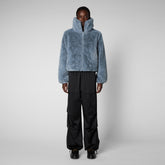 Women's Jeon Reversible Faux Fur Jacket in Blue Fog | Save The Duck