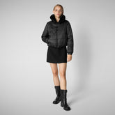 Women's jacket jeon in black - Faux Fur Coat for Women | Save The Duck