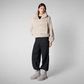 Women's jacket jeon in fog grey - FW24 Faux Fur Coat for Women | Save The Duck