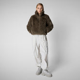 Women's jacket jeon in mud grey - FW24 Faux Fur Coat for Women | Save The Duck