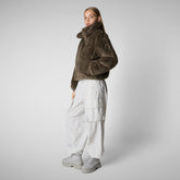 Women's jacket jeon in mud grey - Faux Fur Coat for Women | Save The Duck