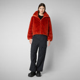 Woman's jacket jeon in maple orange - Woman Faux Fur | Save The Duck