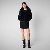 JEON : VESTE FEMME SAVE THE DUCK en FURY en BLEU NOIR - Woman Faux Fur | Save The Duck