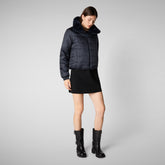 JEON : VESTE FEMME SAVE THE DUCK en FURY en BLEU NOIR - Woman Faux Fur | Save The Duck