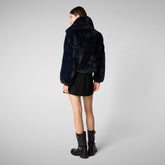 JEON : VESTE FEMME SAVE THE DUCK en FURY en BLEU NOIR - Woman Faux Fur | Sauvez le canard