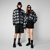 Unisex Yura Shirt Jacket in Check Off White & Black | Save The Duck