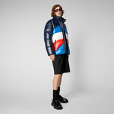 Men's Satyrium Puffer Jacket in Multicolor Blue Black - Mini Me Collection | Save The Duck