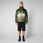 Men's Satyrium Puffer Jacket in Green Beige Waves - Men's Glamour Addict Guide | Save The Duck