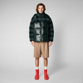Men's Rhamnus Hooded Puffer Jacket in Check Forest Green | Save The Duck