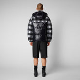 Men's Rhamnus Hooded Puffer Jacket in Check Off White - Holiday Party Collection | Save The Duck