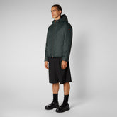 Men's Allium Hooded Jacket in Green Black - SaveTheDuck Sale | Save The Duck