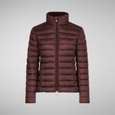 Women's Camilla Puffer Jacket with Faux Fur Lining in Burgundy Black | Save The Duck