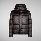 Women's Aimie Puffer Jacket in Brown Black | Save The Duck