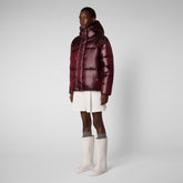 Women's Aimie Puffer Jacket in Burgundy Black - GLAM Collection | Save The Duck