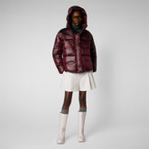 Women's Aimie Puffer Jacket in Burgundy Black - GLAM Collection | Save The Duck
