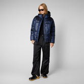 Women's Aimie Puffer Jacket in Blue Black - Women's Collection | Save The Duck