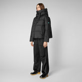 Women's Keri Hooded Puffer Jacket in Black - The Love Recycle Collection by SaveTheDuck | Save The Duck