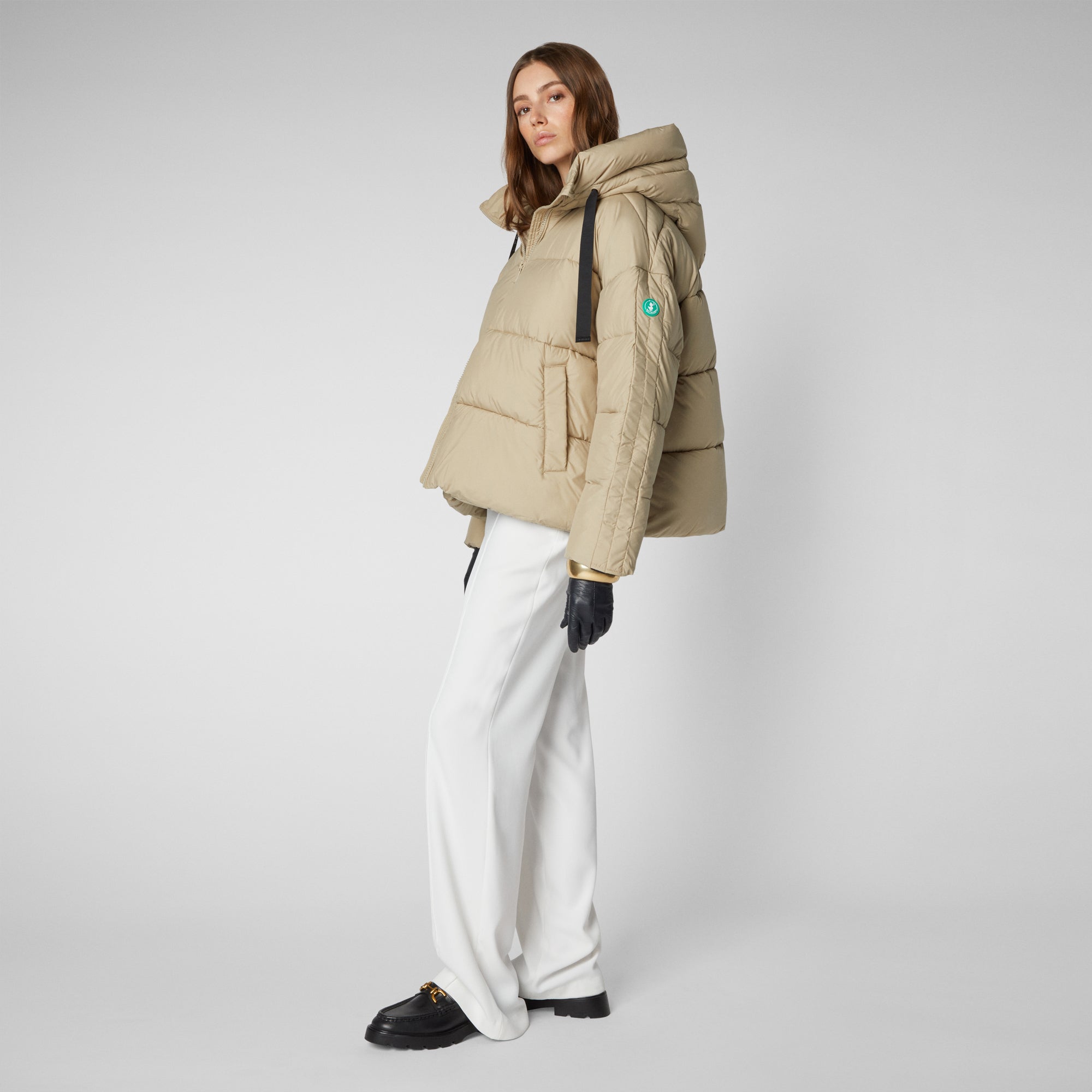 Womens beige sale puffer coat