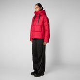 Women's Keri Hooded Puffer Jacket in Tango Red - Women's Recycled | Save The Duck