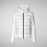 Women's Cosmary Hooded Puffer Jacket in Off White | Save The Duck