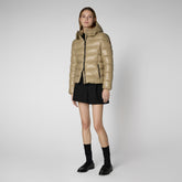 Women's Cosmary Hooded Puffer Jacket in Wood Beige | Save The Duck