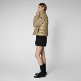 Women's Cosmary Hooded Puffer Jacket in Wood Beige | Save The Duck