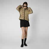 Women's Cosmary Hooded Puffer Jacket in Wood Beige | Save The Duck