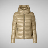 Women's Cosmary Hooded Puffer Jacket in Wood Beige | Save The Duck