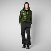 Women's Cosmary Hooded Puffer Jacket in Pine Green | Save The Duck