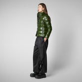 Women's Cosmary Hooded Puffer Jacket in Pine Green | Save The Duck