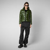 Women's Cosmary Hooded Puffer Jacket in Pine Green | Save The Duck