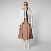 Women's Cosmary Puffer Jacket with Detachable Hood in Off White | Save The Duck