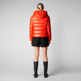 Women's Cosmary Puffer Jacket with Detachable Hood in Poppy Red | Save The Duck