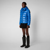 Women's Cosmary Puffer Jacket with Detachable Hood in Blue Berry - Women's Glamour Addict Guide | Save The Duck
