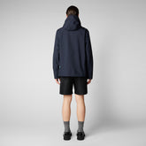 Men's Jari Hooded Jacket in Blue Black - Recycled Collection | Save The Duck