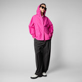 Women's Suki Hooded Rain Jacket in Fuchsia Pink | Save The Duck