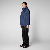 Women's Suki Hooded Rain Jacket in Navy Blue - Windy Wear | Save The Duck