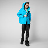 Women's Suki Hooded Rain Jacket in Neptune Blue | Save The Duck