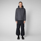 Men's Dare Hooded Sweater Jacket in Storm Grey - Men's Animal Free Puffer Jackets | Save The Duck