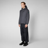 Men's Dare Hooded Sweater Jacket in Storm Grey - Men's Animal Free Puffer Jackets | Save The Duck