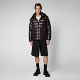 Man's Florian Hooded Puffer Jacket in Brown Black - Fashion Man | Save The Duck