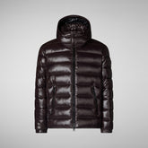 Man's Florian Hooded Puffer Jacket in Brown Black | Save The Duck