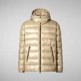 Men's Florian Hooded Animal free Puffer Jacket in Wood Beige | Save The Duck