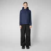 Women's Sael Hooded Jacket in Navy Blue - All Save The Duck Products | Save The Duck