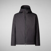 Men's animal free hooded jacket Barnaby in CHARCOAL GREY MELANGE | Save The Duck